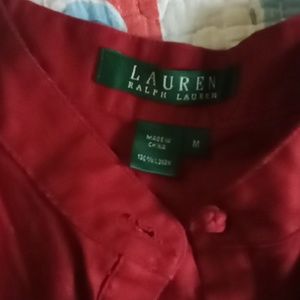 Ralph Lauren woman's dress shirt, med, red, half sleeve